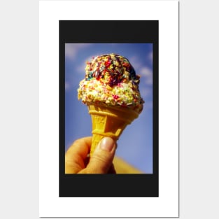Ice Cream Cone with Sprinkles and Sauce Posters and Art